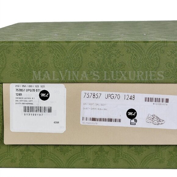 GUCCI SNEAKERS MENS RHYTON SHOES GREY INTERLOCKING LOGO LEATHER - Picture 15 of 15